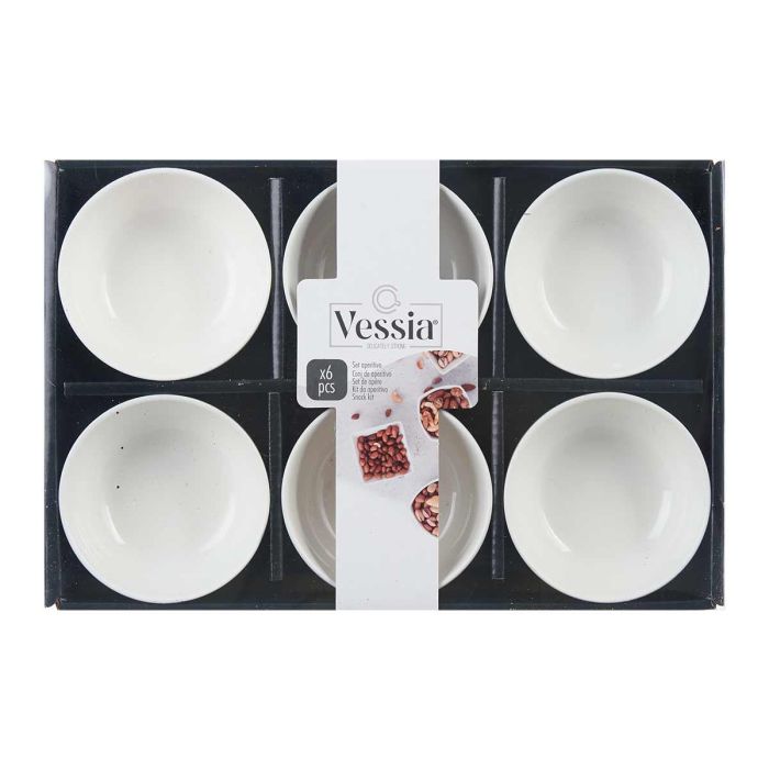 Vessia Set 6 Cuencos Porcelana Blanca Aperitivo 30x20 cm 2