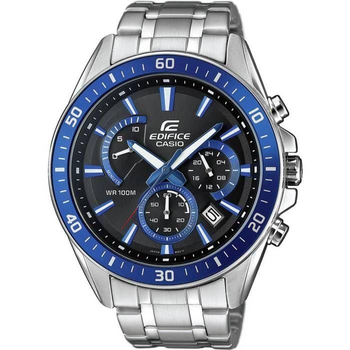 Casio EFR-552D-1A2VUEF Edifice Reloj Hombre Cuarzo Acero Plata Esfera Negro/Azul Cronógrafo 10 ATM
