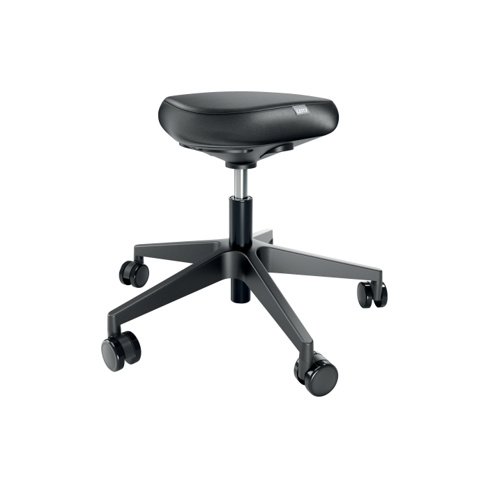 Leitz Taburete Ergo Asiento Triangular 5 Ruedas Giratorias Regulable en Altura 46-59 cm Piel Sintética Negro