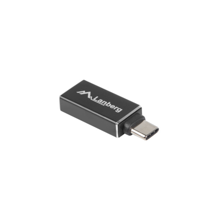 Lanberg AD-UC-UA-02 Adaptador USB 3.0 Type C a Type A, Chapado en Níquel, Negro