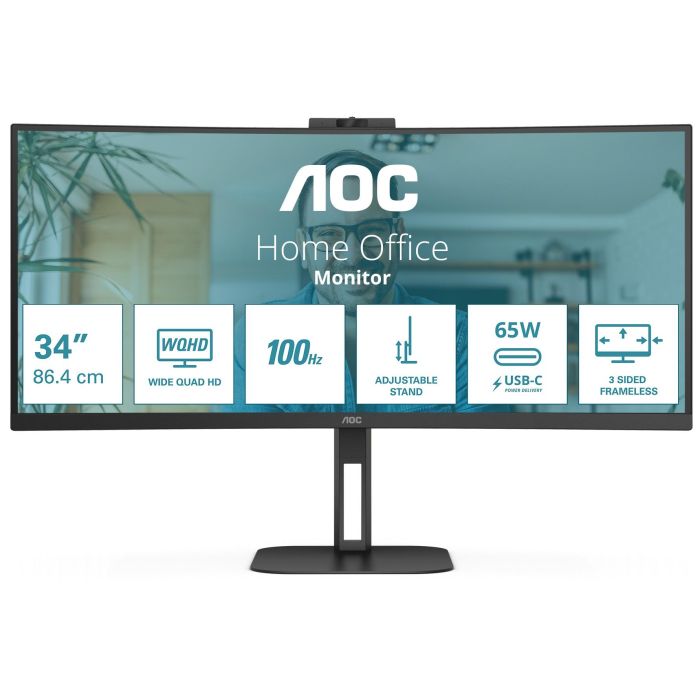 AOC CU34V5C/BK Monitor Curvo Ultrawide 34" WQHD VA 100Hz Profesional USB-C 6