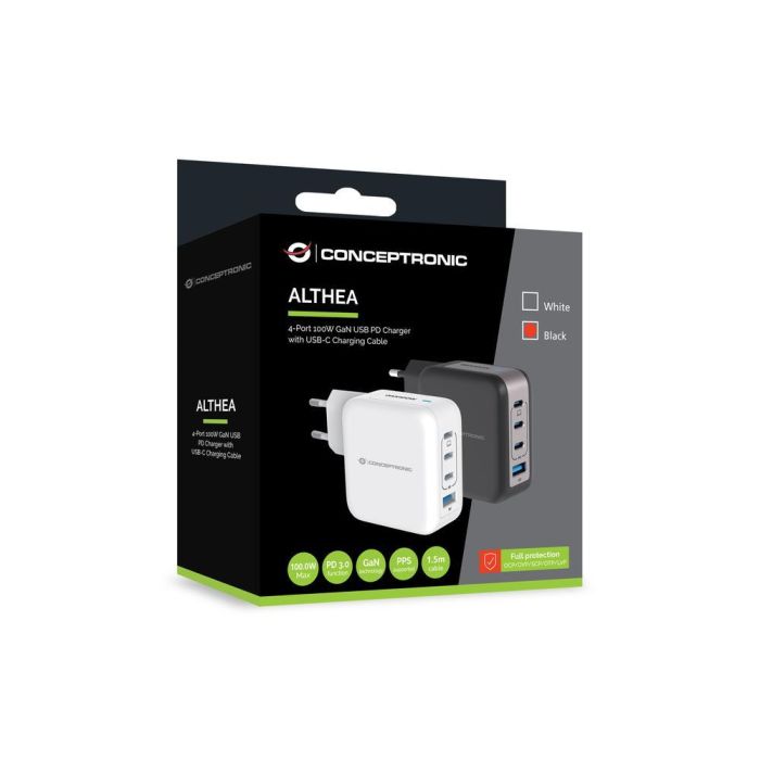 Cargador Pared Conceptronic Althea18B 100 W 3X 1 Cargador Pared Conceptronic Althea18B 100 W 3X 1