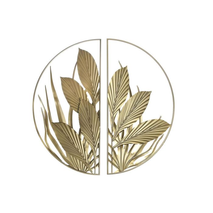 DKD Home Decor Decoración Pared Tropical de Metal con Diseño de Hojas, Acabado Dorado, Set de 2 Piezas de 80x80 cm DKD Home Decor Decoración Pared Tropical de Metal con Diseño de Hojas, Acabado Dorado, Set de 2 Piezas de 80x80 cm