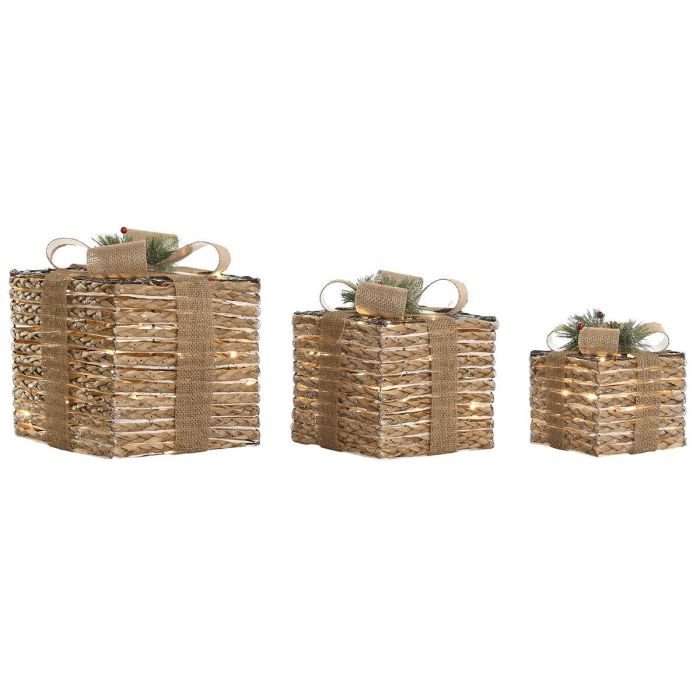 Regalo Navidad Alpina DKD Home Decor Natural 25 x 25 x 25 cm Set de 3