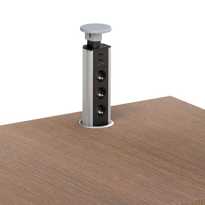 Complementos Organita Sacyr Torre Telescópica Multienchufe 3 Tomas Schuko + 2 USB, 3500W, Ø80mm, Aluminio Plata Mate IP20 2 Complementos Organita Sacyr Torre Telescópica Multienchufe 3 Tomas Schuko + 2 USB, 3500W, Ø80mm, Aluminio Plata Mate IP20 2