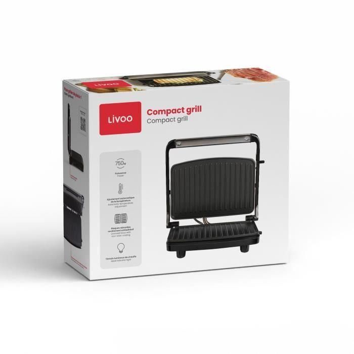 LIVOO DOC232G - Parrilla compacta - 23x15cm - Revestimiento antiadherente - Indicador luminoso de calefacción - Bisagra ajustable 4 LIVOO DOC232G - Parrilla compacta - 23x15cm - Revestimiento antiadherente - Indicador luminoso de calefacción - Bisagra ajustable 4