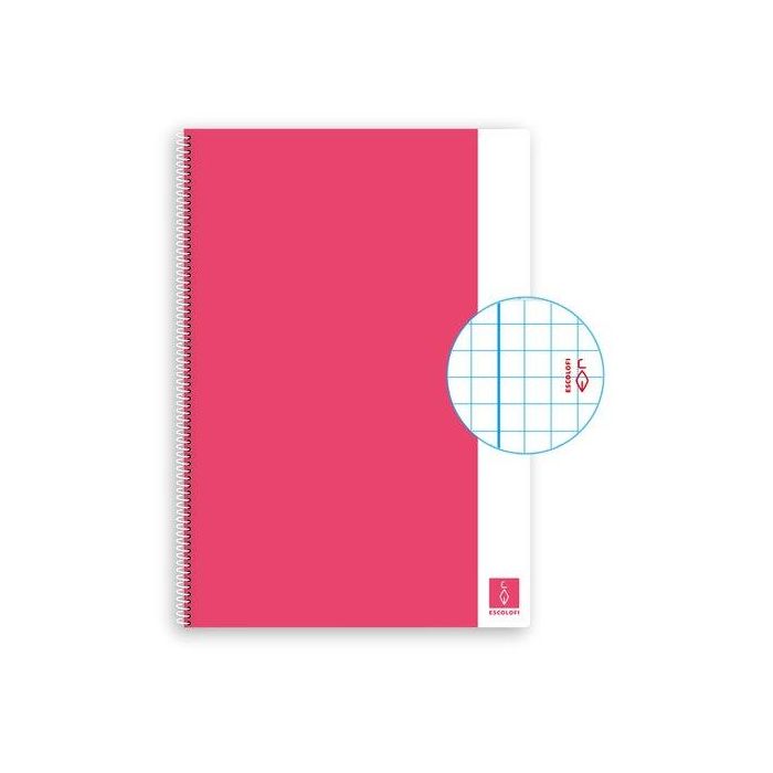 Bloc Escolofi Basic Tapa Dura A4 80H Cuadric.4X4 80G Con Margen Rosa 5 unidades