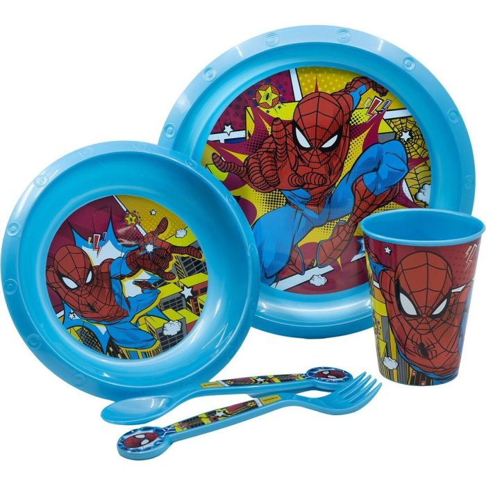 Spiderman CZ11313 Set de Comida Fácil 5 Piezas Infantil: Plato, Bol, Vaso, Tenedor y Cuchara Libre BPA para Niños +4 años 2 Spiderman CZ11313 Set de Comida Fácil 5 Piezas Infantil: Plato, Bol, Vaso, Tenedor y Cuchara Libre BPA para Niños +4 años 2