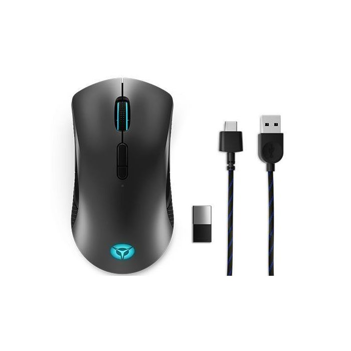 Lenovo M600 Ratón Gaming Inalámbrico para Gamers, Batería Larga Duración, Carga Rápida, 16000 DPI Ajustables, Iluminación RGB Ergonómico