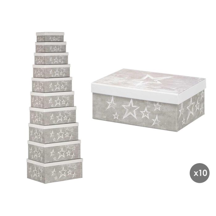 Set 10 Cajas Estrellas Gris Pincello 37.5x29x17 cm - Cartón (2 Unidades) Set 10 Cajas Estrellas Gris Pincello 37.5x29x17 cm - Cartón (2 Unidades)