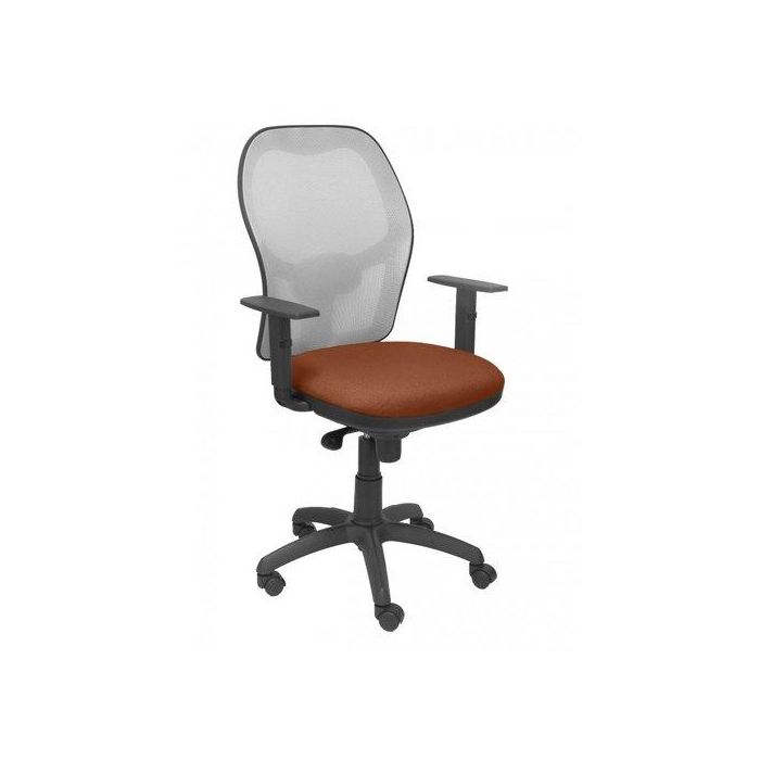 Silla Piqueras Y Crespo Jorquera Brazos Regulables Mecanismo Sincro Con Regulador De Tension Respaldo De Malla Gris Y Asiento Tapizado Bali Marron