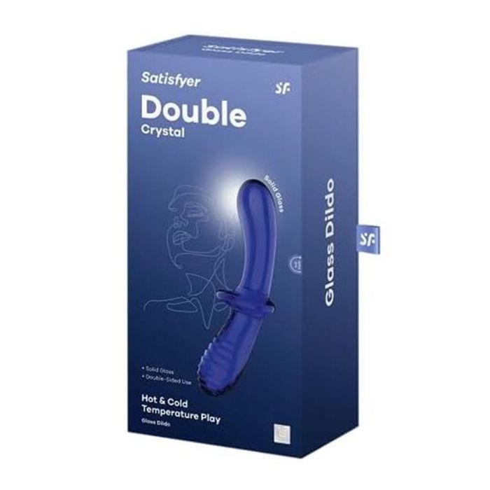 Satisfyer Double crystal dildo hot & cold temperature play light blue para Mujer