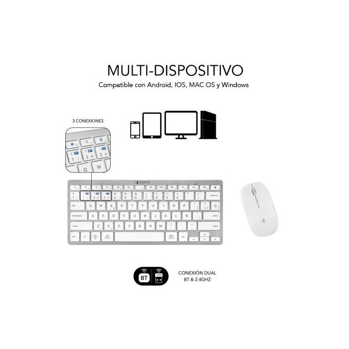 SUBBLIM Combo Multidispositivo Compacto Plateado/Blanco 2