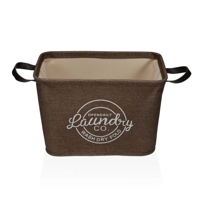 Cesto para la Ropa Sucia Versa Marrón Poliéster PVC Metal EVA 38 x 25 x 26 cm