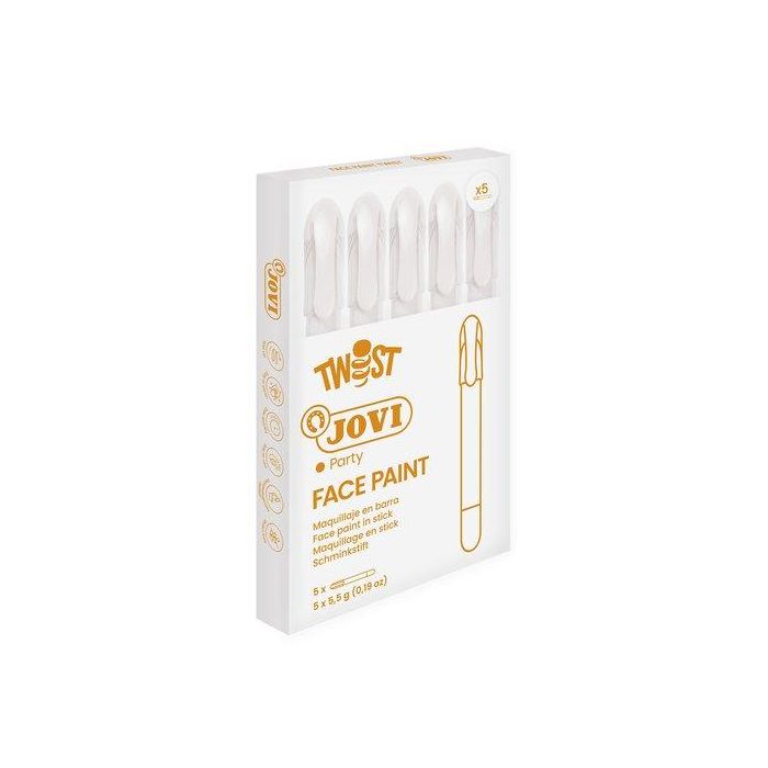 Jovi Maquillaje en barra twist make-up blanco, de aplicación suave y alto poder cubriente. Caja de 5 unidades.