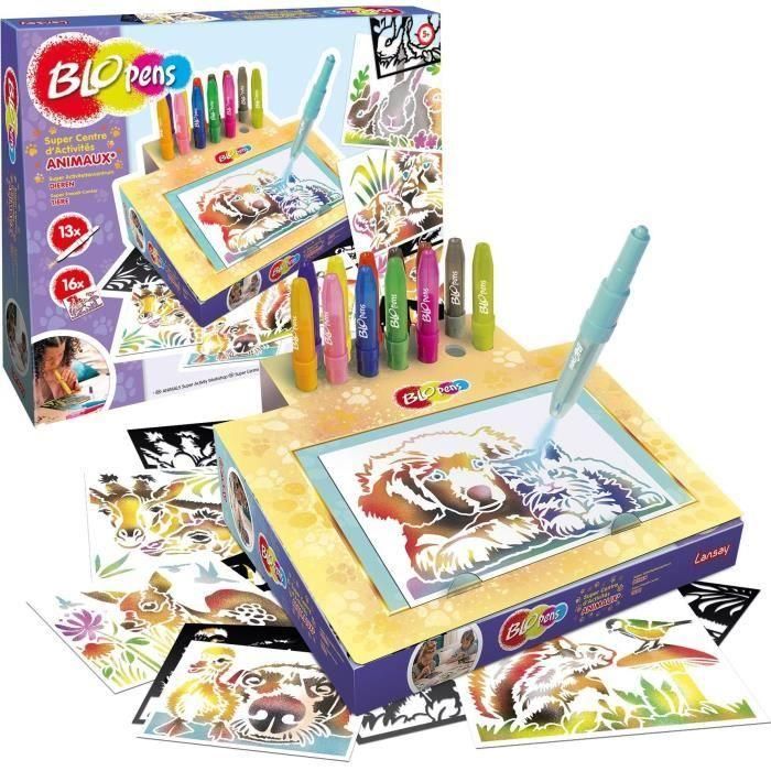 Juego de colorear - LANSAY - Blopens Animals - 16 plantillas - Lavable - A partir de 5 años Juego de colorear - LANSAY - Blopens Animals - 16 plantillas - Lavable - A partir de 5 años
