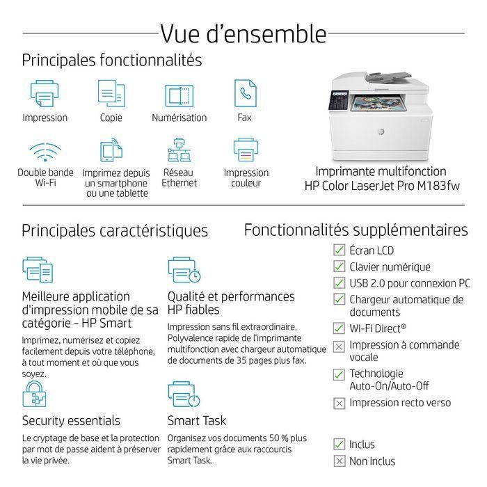 HP Color LaserJet Pro MFP M183fw, Laser, 216 x 356, 600 x 600dpi, 16ppm, 800MHz, 256MB, WiFi, LCD 8 HP Color LaserJet Pro MFP M183fw, Laser, 216 x 356, 600 x 600dpi, 16ppm, 800MHz, 256MB, WiFi, LCD 8