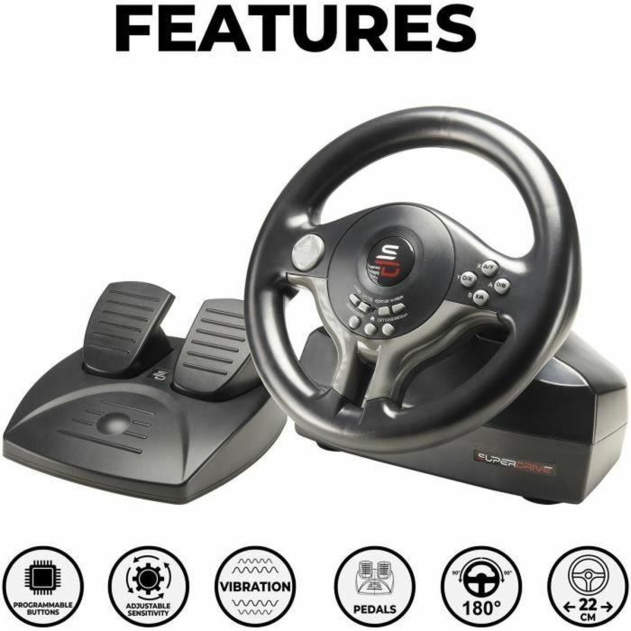 Subsonic Volante de Conducción Universal Cableado con Pedales y Paletas 180° Compatible Switch, PS4, Xbox One, PC 13