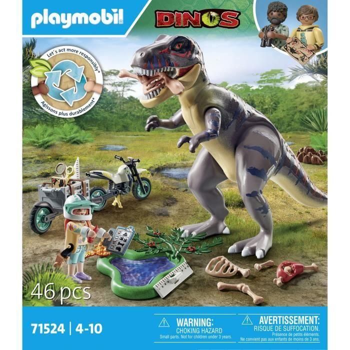 Playmobil 71524 T-Rex y Rastreador con Motocicleta y Remolque - Gran Set de Aventura Dino Tyrannosaurus Rex +4 Años 3