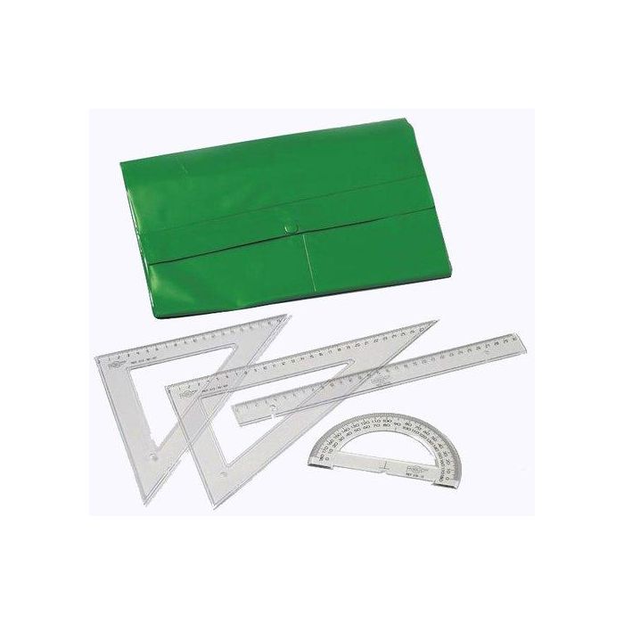 FAIBO ESTUCHE CON CIERRE CON REGLA ESCUADRA Y CARTABON DE 30CM Y SEMICIRCULO 15CM