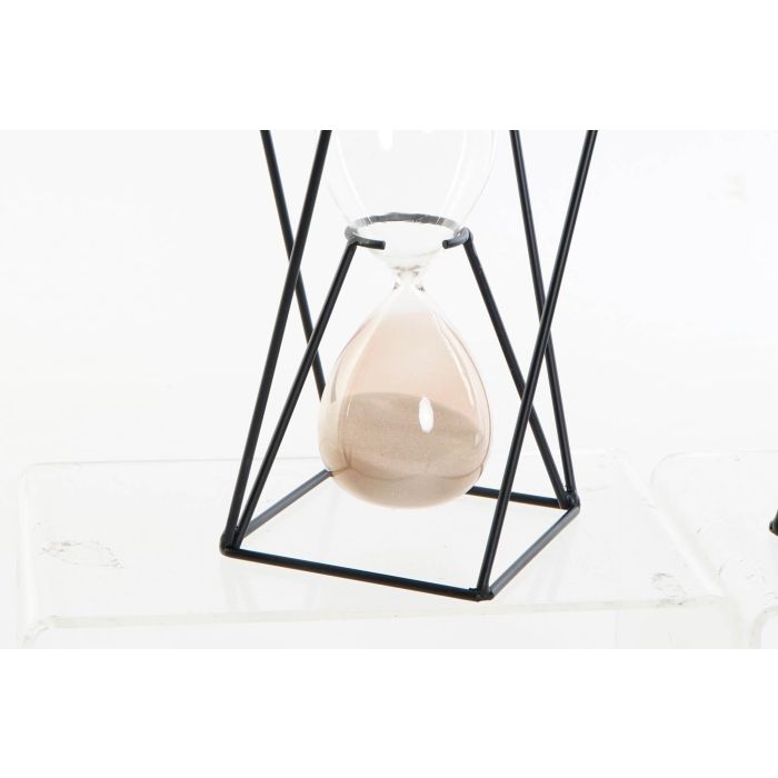 DKD Home Decor Reloj de Arena Loft de 4 Minutos, Fabricado en Metal y Cristal, Tonos Terracota Ámbar, 14x19x14 cm (Set de 2 Unidades) 1