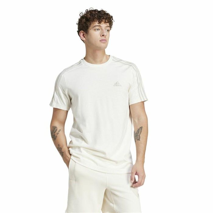 Camiseta de Manga Corta Hombre Adidas Essentials 3 Bandas Blanco L 3