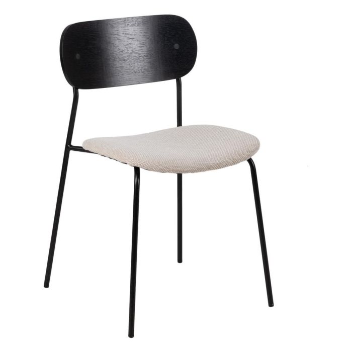 Silla Negro-Blanco Tejido-Metal Salón 49 X 53 X 80 cm