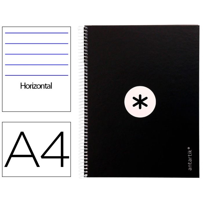 Antartik Cuaderno espiral A4 micro tapa forrada 80 hojas 90 gr horizontal negro 0 Antartik Cuaderno espiral A4 micro tapa forrada 80 hojas 90 gr horizontal negro 0