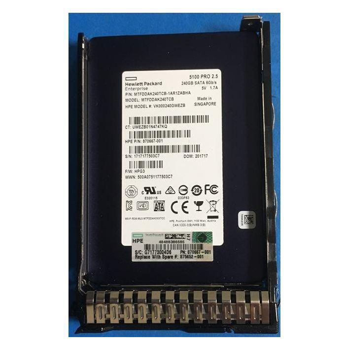 Hewlett Packard Enterprise SSD 240GB SFF SATA RI DS SC Disco Duro Interno Hewlett Packard Enterprise SSD 240GB SFF SATA RI DS SC Disco Duro Interno