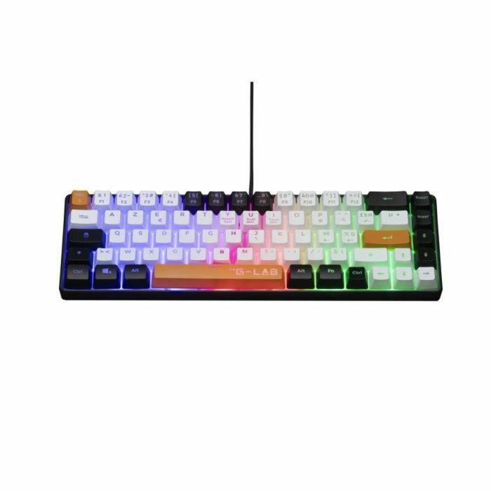 The G-Lab KEYZ-HYDRO-BKWO/FR Teclado Gaming Compacto 60% Membrana, Retroiluminación Fija 3 Colores, Diseño Negro Blanco Naranja 1
