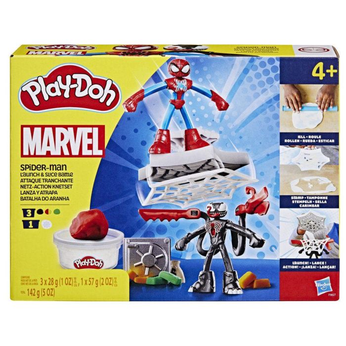 Play-Doh F9827 Set de Juego Spider-Man Marvel Lanza y Atrapa con Figuras Venom y Spider-Man, Incluye Caja Fuerte para Moldear 18 Play-Doh F9827 Set de Juego Spider-Man Marvel Lanza y Atrapa con Figuras Venom y Spider-Man, Incluye Caja Fuerte para Moldear 18