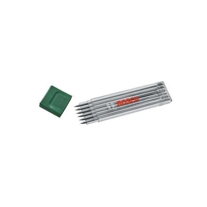 Bosch BOS4053423302165 Juego de 6 minas de grafito HB para marcador de agujeros profundos de 2,8 mm, con estuche de almacenamiento