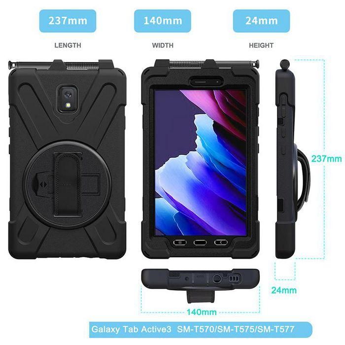eSTUFF Funda AUSTIN Defender Antigolpes para Samsung Galaxy Tab Active3 con Soporte y Correa - Negra 3