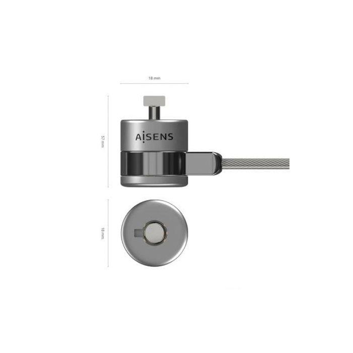 AISENS - CABLE DE SEGURIDAD T-LOCK CON CERRADURA DE LLAVE PARA ORDENADOR, MONITOR, PORTATIL 1.5M 2 AISENS - CABLE DE SEGURIDAD T-LOCK CON CERRADURA DE LLAVE PARA ORDENADOR, MONITOR, PORTATIL 1.5M 2