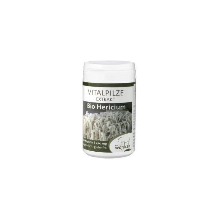 Pilze Wohlrab Melena de León (Hericium) Bio 60 Cápsulas con Vitamina C natural de Acerola, Apto para Veganos