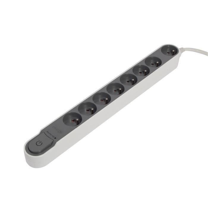 CHACON Bloque de descarga de sobretensión de salida múltiple con interruptor 8 enchufes 16A 1.5m gris CHACON Bloque de descarga de sobretensión de salida múltiple con interruptor 8 enchufes 16A 1.5m gris