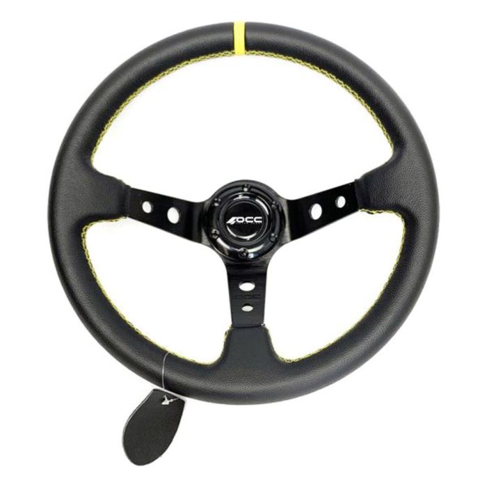 OCC Motorsport OCCVOL004 Volante Desplazado Modelo Track Piel Artificial Negro 350mm Brazos Negros Ribete/Costuras Amarillas Deportivo Competición Coche Simulador Universal 3 OCC Motorsport OCCVOL004 Volante Desplazado Modelo Track Piel Artificial Negro 350mm Brazos Negros Ribete/Costuras Amarillas Deportivo Competición Coche Simulador Universal 3