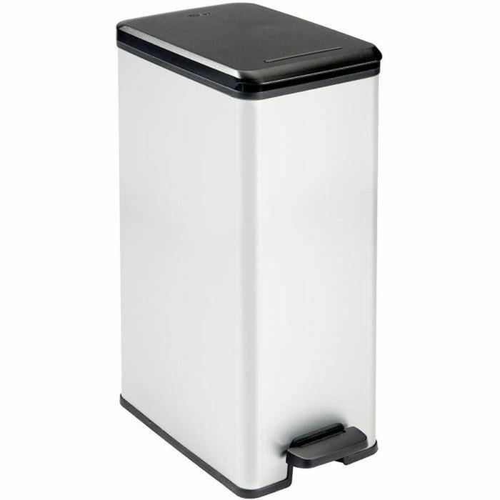 Papelera Slim - SLIM BIN - CURVER - 40L - Ahorro de espacio - 40 x 25 x 61 cm - Gris metalizado