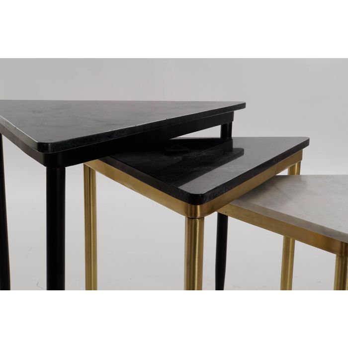 DKD Home Decor Mesita Auxiliar Moderno Blanco Negro Set de 3 46.5 x 53 x 68 cm 6