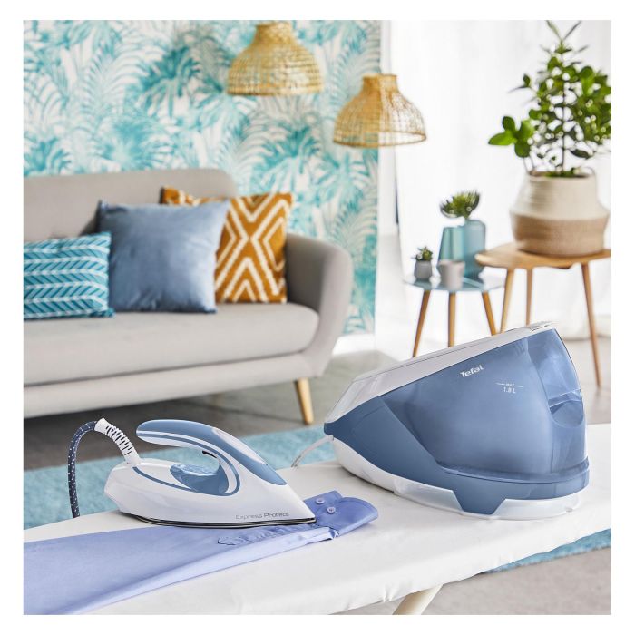 Tefal SV9202 Estación de Planchado a Vapor Express Protect, 2800W, 7.5 Bar, Vapor 130 g/min, Placa Durilium AirGlide Autoclean, Blanco/Azul 3 Tefal SV9202 Estación de Planchado a Vapor Express Protect, 2800W, 7.5 Bar, Vapor 130 g/min, Placa Durilium AirGlide Autoclean, Blanco/Azul 3