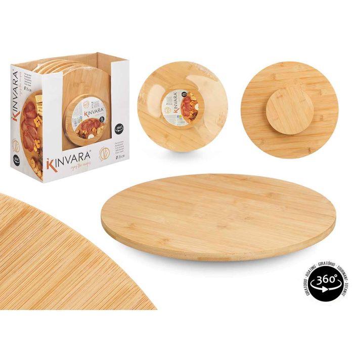 Kinvara Tabla Redonda Giratoria 35 cm de Bambú (12 Unidades) Kinvara Tabla Redonda Giratoria 35 cm de Bambú (12 Unidades)