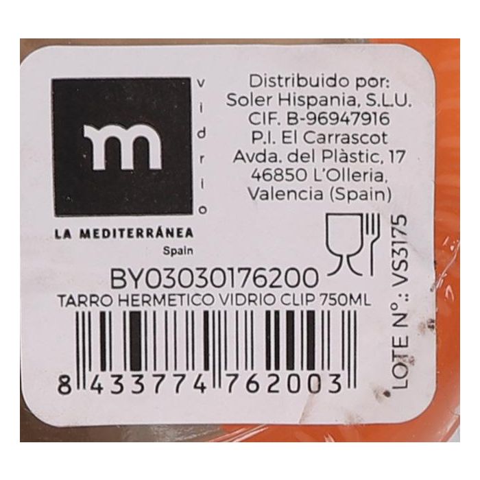 Tarro Hermético de Vidrio con Cierre Clip 750 ml - La Mediterranea (12 Unidades) 14 Tarro Hermético de Vidrio con Cierre Clip 750 ml - La Mediterranea (12 Unidades) 14