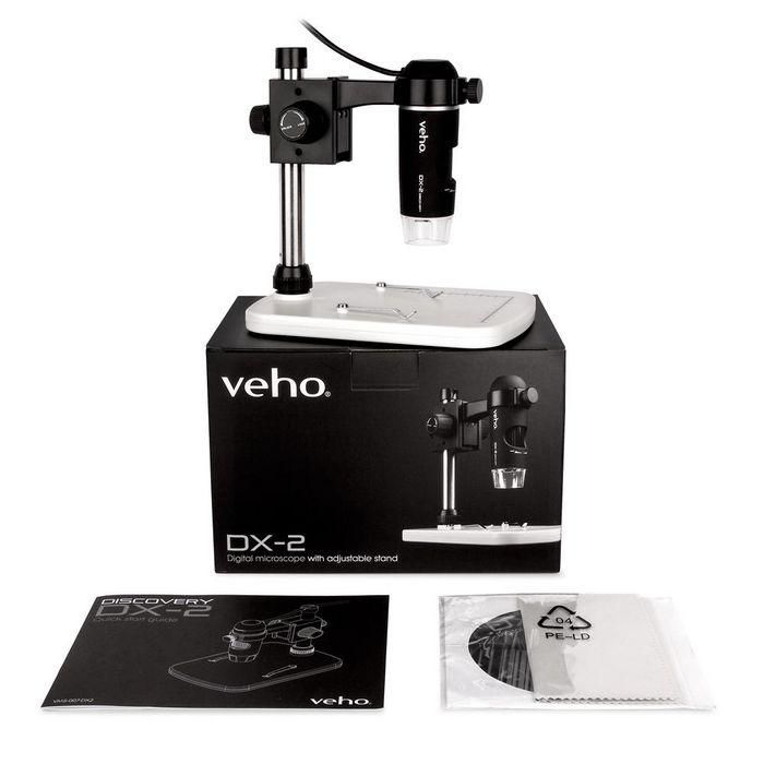 Veho DX-2 Microscopio USB 5MP, 300x Magnificación, Lente 5G, Ideal Inspección Industrial y Científica, Software Calibración