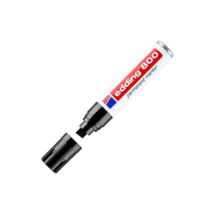Edding Marcador Permanente 800 Negro (5 Unidades) Trazo Grueso 4-12mm para Múltiples Superficies, Resistente al Agua (5 Unidades)