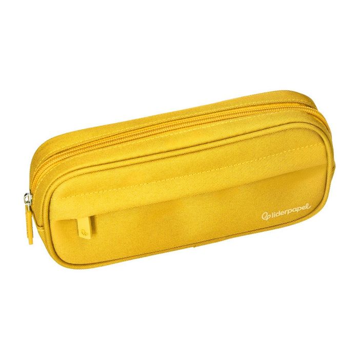 Estuche Portatodo Liderpapel Classic Ovalado 2 Cremalleras Con Bolsillo Delantero 210x90 mm Amarillo 4