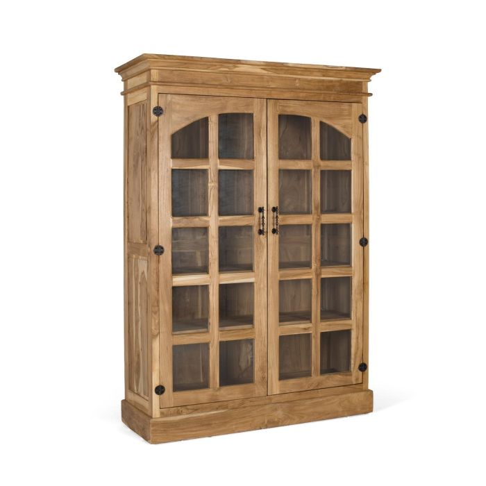 Giner y Colomer Librería de Teca Maciza con 2 Puertas de Cristal y 5 Estantes 1