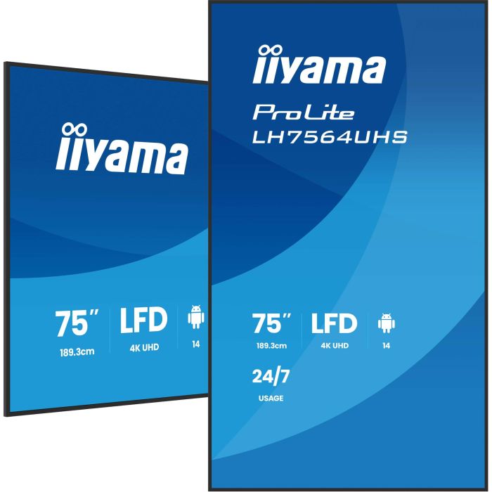 Iiyama LH7564UHS-B1AG Pantalla Señalización Digital 75" 4K UHD Wifi 500 cd/m² Android 24/7 0 Iiyama LH7564UHS-B1AG Pantalla Señalización Digital 75" 4K UHD Wifi 500 cd/m² Android 24/7 0