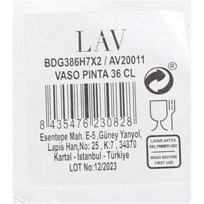 Vaso Pinta 34Cl Bodega Lav (48 Unidades) 4 Vaso Pinta 34Cl Bodega Lav (48 Unidades) 4
