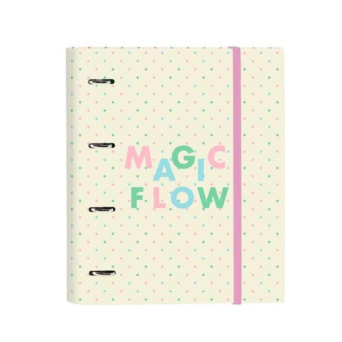 Safta GLOWLAB MAGIC FLOW Carpeta de Anillas 4x35 mm con Cierre Elástico A4 Tapa Dura