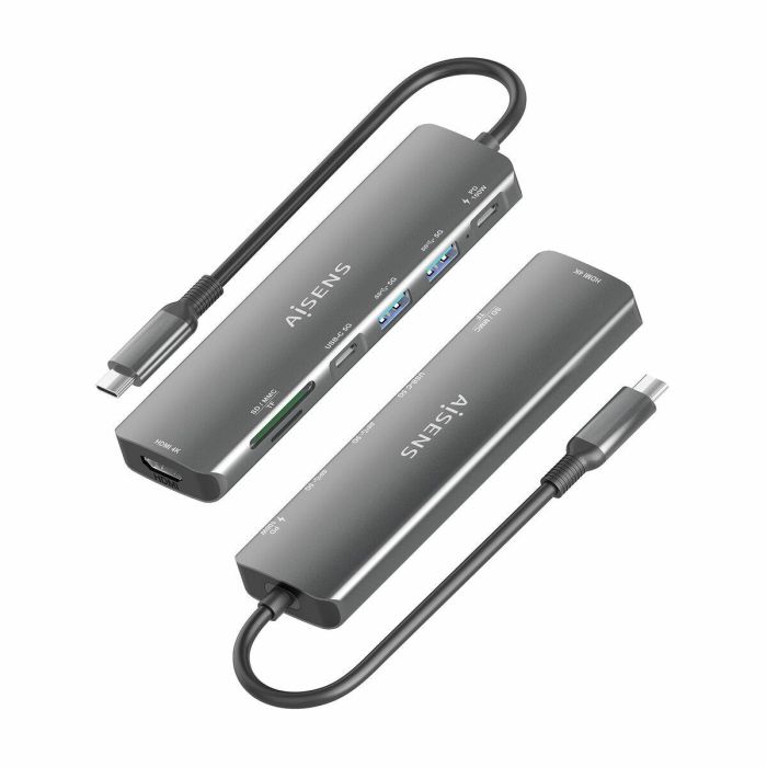 AISENS ASUC-7P026-GR Dock USB-C 7 en 1 Replicador de Puertos para Portátil, HDMI 4K@30Hz, USB-A, USB-C PD 100W, Lector SD/MicroSD Gris 3 AISENS ASUC-7P026-GR Dock USB-C 7 en 1 Replicador de Puertos para Portátil, HDMI 4K@30Hz, USB-A, USB-C PD 100W, Lector SD/MicroSD Gris 3